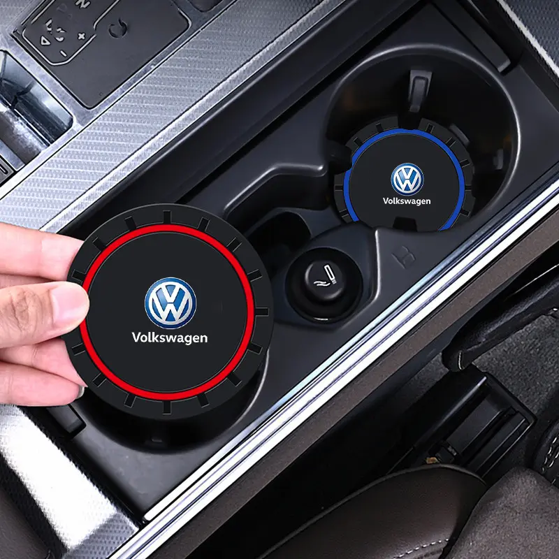 1/2Pcs Car Anti-Slip Silicone Coaster Auto Interior Water Cup Pads For Volkswagen Vw Tiguan Jetta Mk6 Scirocco Polo Touran Golf Car Accessory Automotive Interior Accessories