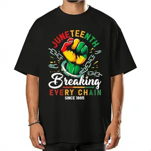 Juneteenth African American Pride Graphic T-Shirt, Unisex Casual Short Sleeve Top in 100% Cotton, Lightweight with Seamless Design