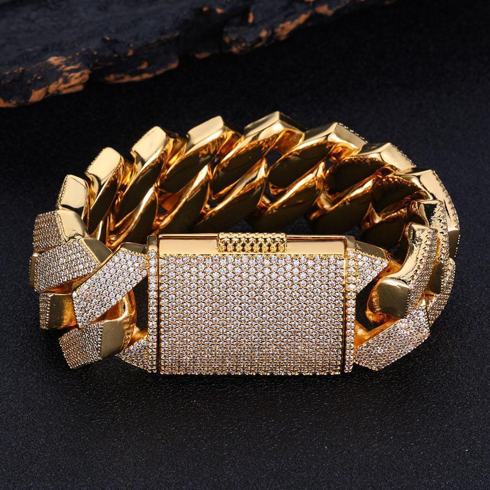 NUOYA 25MM Big heavy Iced Out Bracelet Men Woman Luxury Cz Cuban Link Bracelet Hip Hop Jewelry Drop Shipping ﻿
