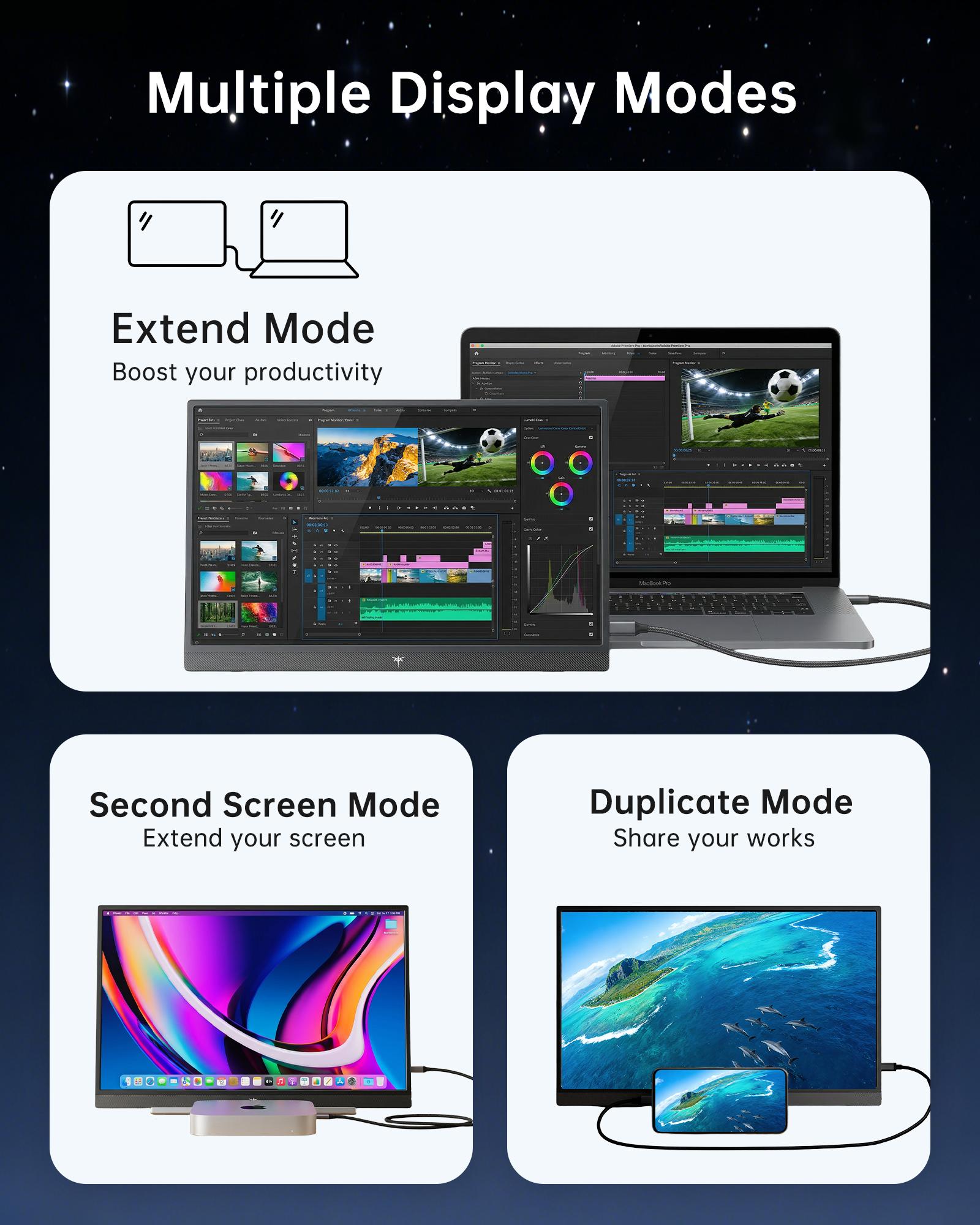 KTC Portable Monitor 15.6" FHD 1080P 60Hz Travel Monitor for Laptop, MacBook, Switch, PS5, Xbox, HDMI USB C, HDR10,VA Slim Second Screen with Built-in Speakers KTC Portable Monitor 15.6" FHD 1080P 60Hz Travel Monitor for Laptop, MacBook, Switch, PS5, Xbox, HDMI USB C, HDR10,VA Slim Second Screen with Built-in Speakers