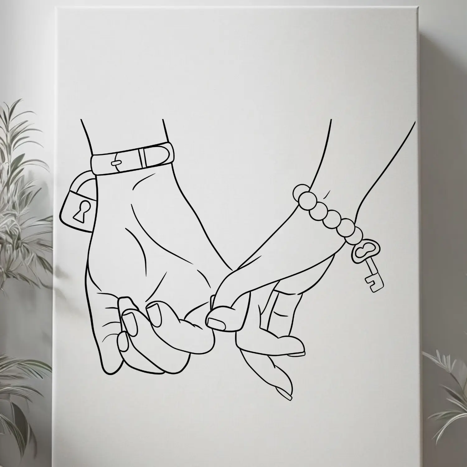 DTF Transfer Outline - Press & Paint Outline, Color your own DTF Lock and Key - Date night - Couple -  Coloring Activity - Sip and Paint Party - Coloring Paint Print
