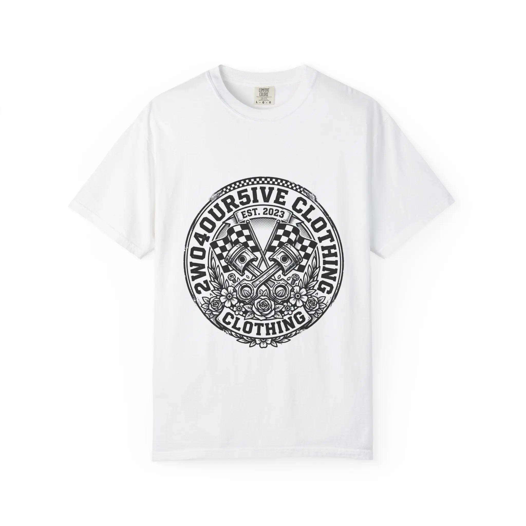 Vintage Racing Crest T-Shirt — '2W04OURSIVE CLOTHING' Graphic Tee