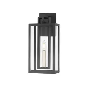 Amire Outdoor Wall Sconce - Modern Minimalist Design with Off-White Candles & Textured Black Finish