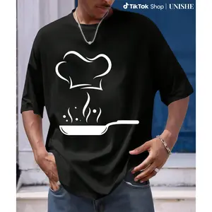 Men’s Black Cotton Chef T-Shirt – Comfortable Round Neck and Regular Fit Design
