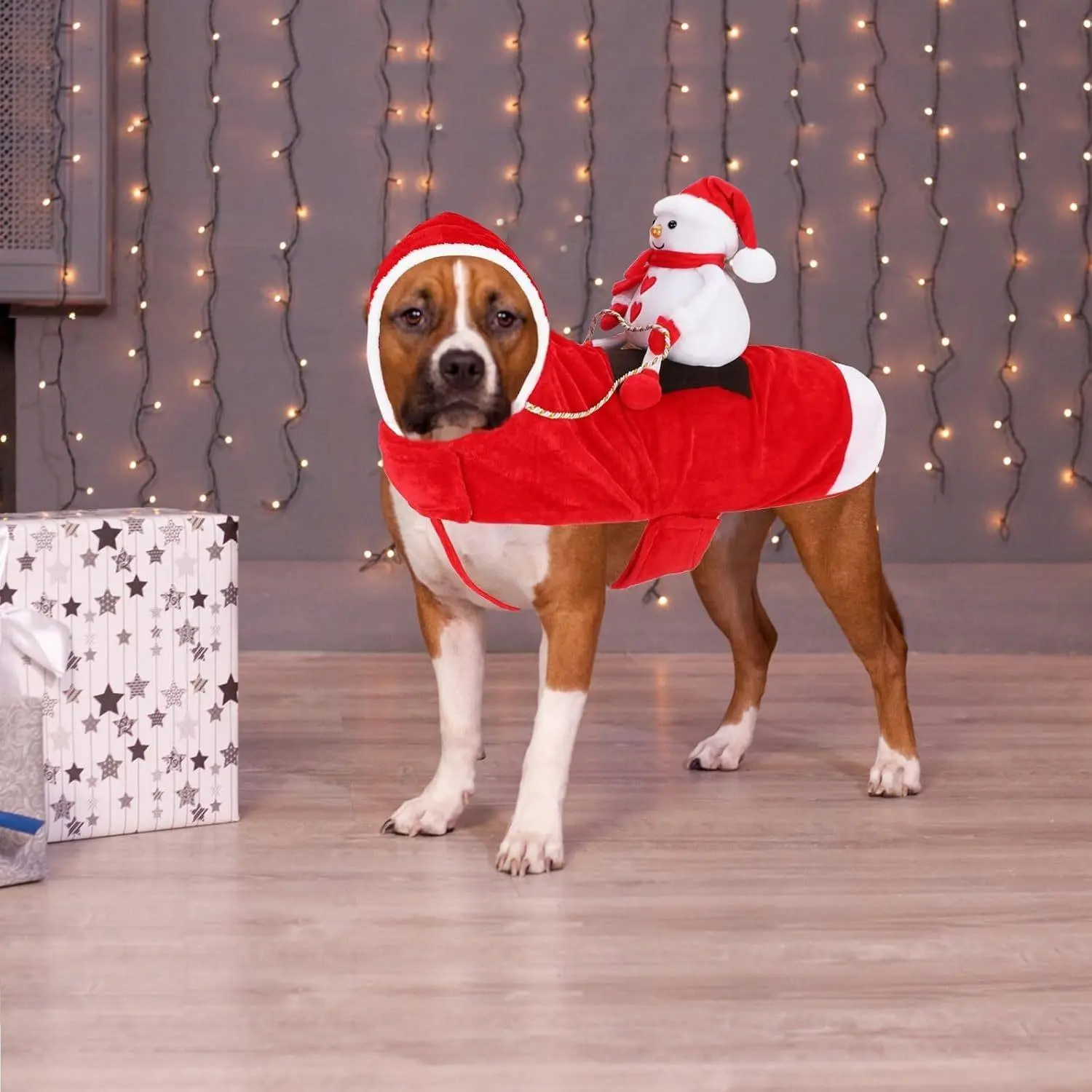 Santa Dog Costume Christmas - Red Santa Claus Outfit with Easy Hook-and-Loop Fasteners, Durable Polyester Pet Costume for Small, Medium, Large Dogs - Holiday Party, Photo Shoot, Santa Riding Design - Perfect Christmas Gift for Pets, Festive Petwear, Soft