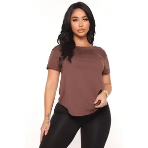 Annie Cuffed Short Sleeve Top - Chocolate