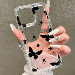 Butterfly Pattern Phone Case Cover for iPhone 7-16 Series, Anti-Drop Protection, Fashionable Durable Accessory, Valentine's Gift for Men and Women