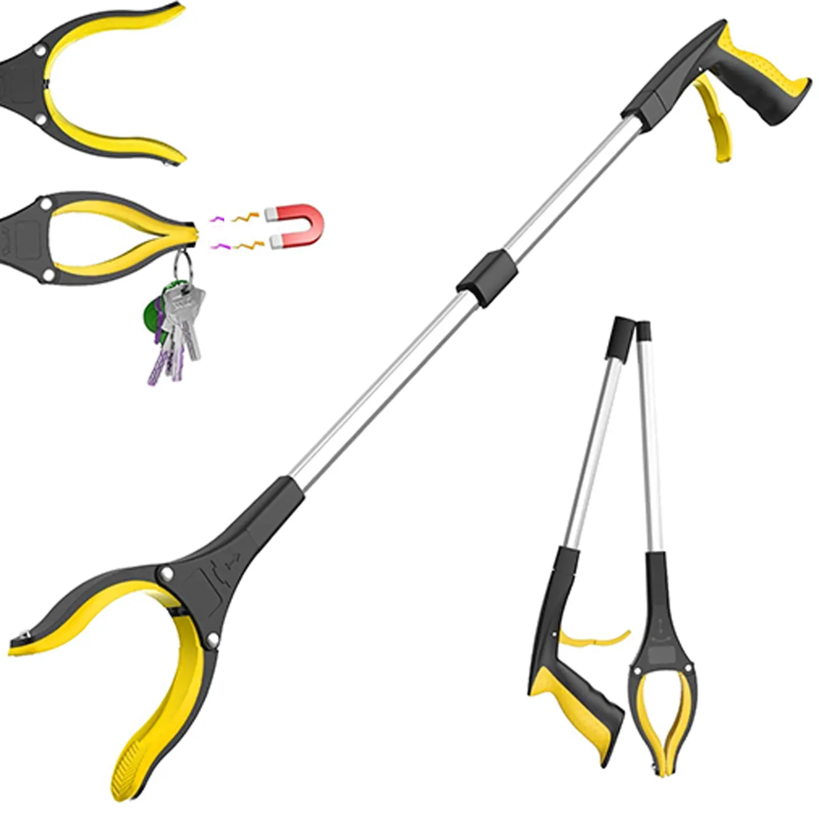Long Handle Garbage Picker, Grabber Reacher Tool,Extra Long Foldable Pick Up Stick with Strong Grip Magnetic, Trash Claw Grabber Tool, Household CleaningTool, Home Essentials, Garden Trimming Tools, DurableGardening Tools