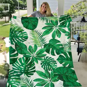 1pc Monstera Leaf Blanket for Cozy Comfort, Nap Throw Blanket for Home Decor and Office, Perfect Gift for All Seasons and Travel