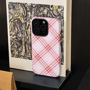 Phone Case - Stylish Fresh White And Red Checkered Phone Case Compatible with for iphone 17, 16PM, 15Promax, 11Pro, 12MINI, 13、14Plus, 7/8 SE, XS, XR, Featuring a 2-In-1 Glossy Design