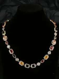 Colored Stone Princess Necklace, Light Luxury and Minimalist, with a Bohemian Vacation Style Collarbone Chain Jewelry Multicolor Gemstones, Valentine's Day Gift for Women, Party Jewelry & Casual Attire