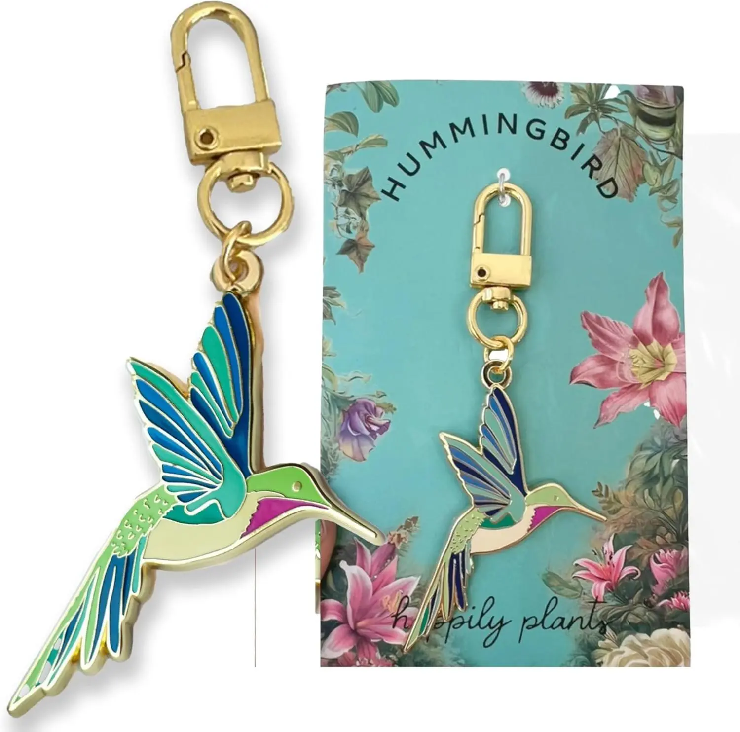 Cute Hummingbird Keychain Bag Charm, Bird Gardening Gifts, Nature Gifts Key Ring Accessories for Women, Bird Brooch Charm Jewelry