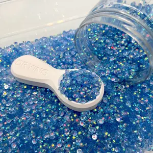 4MM/6MM Light Blue AB Resin Rhinestone, Non-Hotfix Flatback Rhinestone D40-04/13