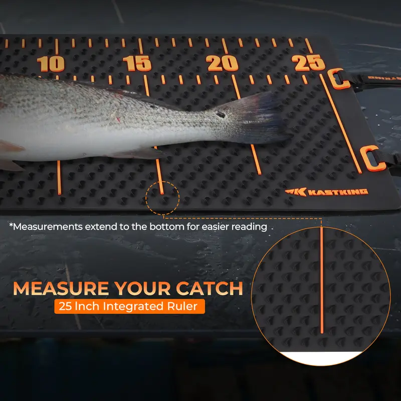 KastKing EZ Fillet Fish Fillet Mat, Anti-slip Texture With 25" Integrated Ruler, Extended Dimensions, Easy to Clean Material, Portable Storage, Fish Cutting Board Chopping Block Ceramic 6