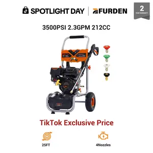 #Summervibes Efurden Gas Powered Pressure Washer 3500 PSI, 2.3 GPM Heavy Duty High Power Washer,209CC 7HP Engine with 25Ft Pressure Hose, Axial Aluminum Pump, Soap Tank, 4 Quick Connect Nozzle