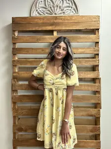 Floral Swiss Dot Sweetheart Smock Back Mini Dress