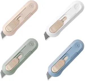4pcs Utility Knife ,SK5 Retractable Blade Duty Box Cutter Letter Opener, Razor Sharp Cartons Cardboard Cutter Knife Perfect for Paper, Sewing, Craft, Home and Office, Blue,green,pink,white