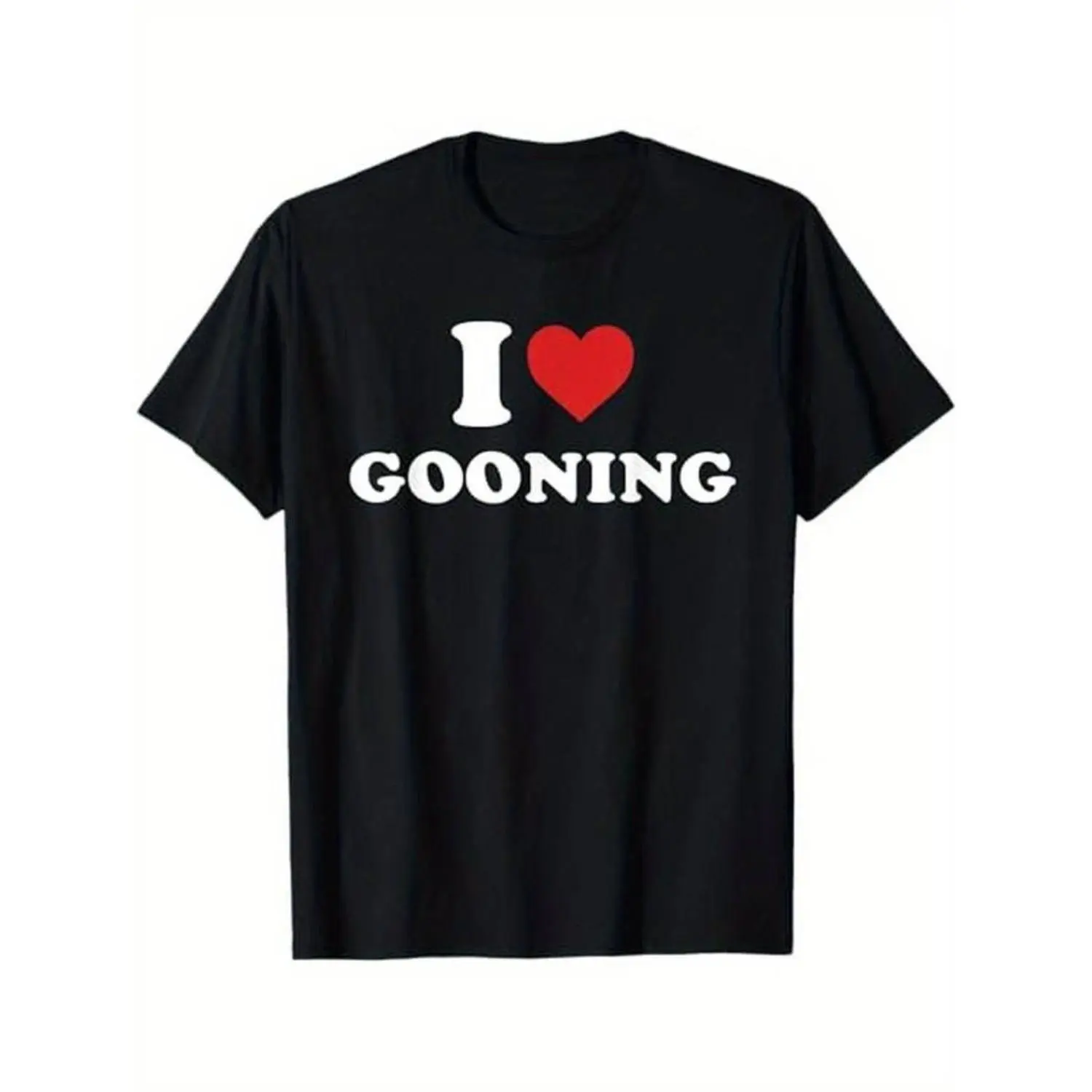 Men's 100% Cotton Oversized T-Shirt - Bold "I Love Gooning" Graphic Top, Relaxed Fit, Short-Sleeve, Casual Streetwear for Trendy Lovers (Great for Men's Gifts)