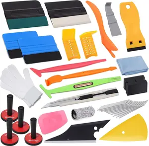 Pro Vinyl Wraps Applicator Tool Kit Window Tint Film  Wrapping Tools Includes Felt Squeegees, Plastic Scraper, Wrap  and ,  Holders, Cleaning Cloth, Gloves and Finger Sleeve
