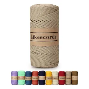 4mm Polyester Braided Macrame Cord Rope 140Yards /426Feet Macrame Supplies for DIY Crafts, Elastic Yarn for Crocheting Wall Hangings, Plant Hangers, Holders, and Home Decorations