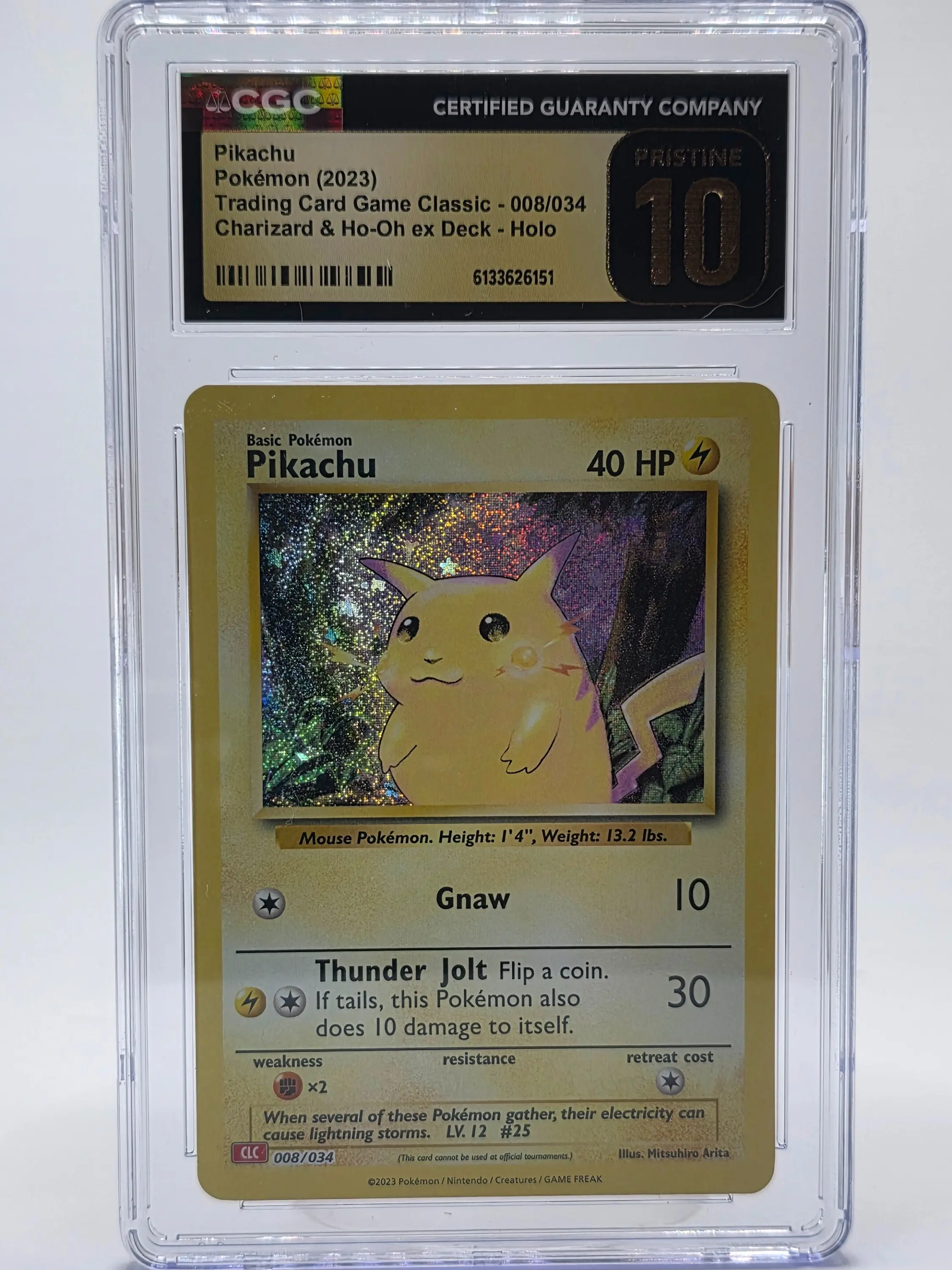 Pikachu TCG Holo Card 008/034 CLC Classic Collection 2023 CGC 10 Pristine Pokemon Slab