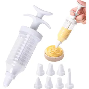 Cake Decorating Gun, Cupcake Icing Piping Kit, Cake Decorating Kit with 8 Piping Tips, Cupcake Injector/Decorating Icing Set, White Bakeware Utensils