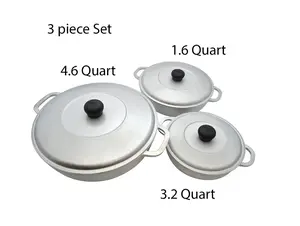 7."Imusa 3Pieces Colombian Cast Aluminum Caldero or Dutch Oven Set with Lid "