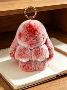 Adorable Fluffy Bunny Keychain Handmade Knitted Rabbit PomPom Ideal for Holiday and Birthday Gift for Girls
