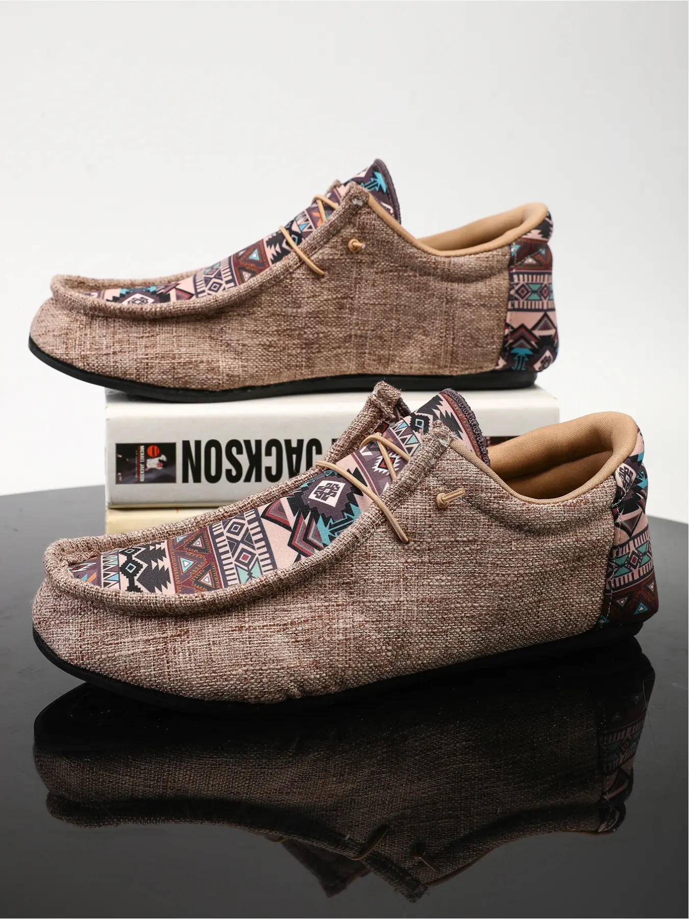 Men's Ethnic Linen Slip-On Shoes, Breathable Casual Loafers, Retro Soft Sole Lazy Shoes, Vintage Style Shoes