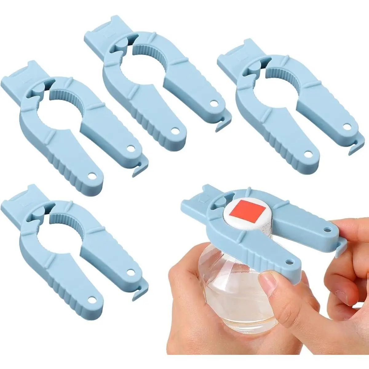 4 Pcs Plastic Bottle Cap Openers, 3 in 1 Water Bottle Opener Multi-Purpose Soda Can Opener Pull Tab Opener for Arthritic Hands Seniors Kitchen Portable Utensils Flexible