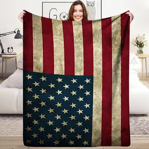 Soft Flannel American Flag Throw Blanket - Perfect Gift for Patriotic Friends, Cozy All-Season Bedding