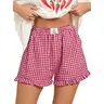 ANRABESS Womens Shorts Summer Casual Lounge Sleep Plaid Ruffle Boxer Shorts Pajama Gingham Beach Bottoms Pockets 2026 Trendy