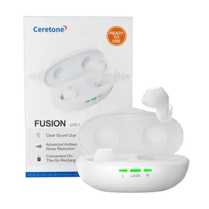 Ceretone Fusion Hearing Aids Rechargeable with Noise Cancelling (OTC), Adults Hearing Amplifiers with Advanced Noise Cancellation - Easy Volume Control with Portable Charging Case Summervibes