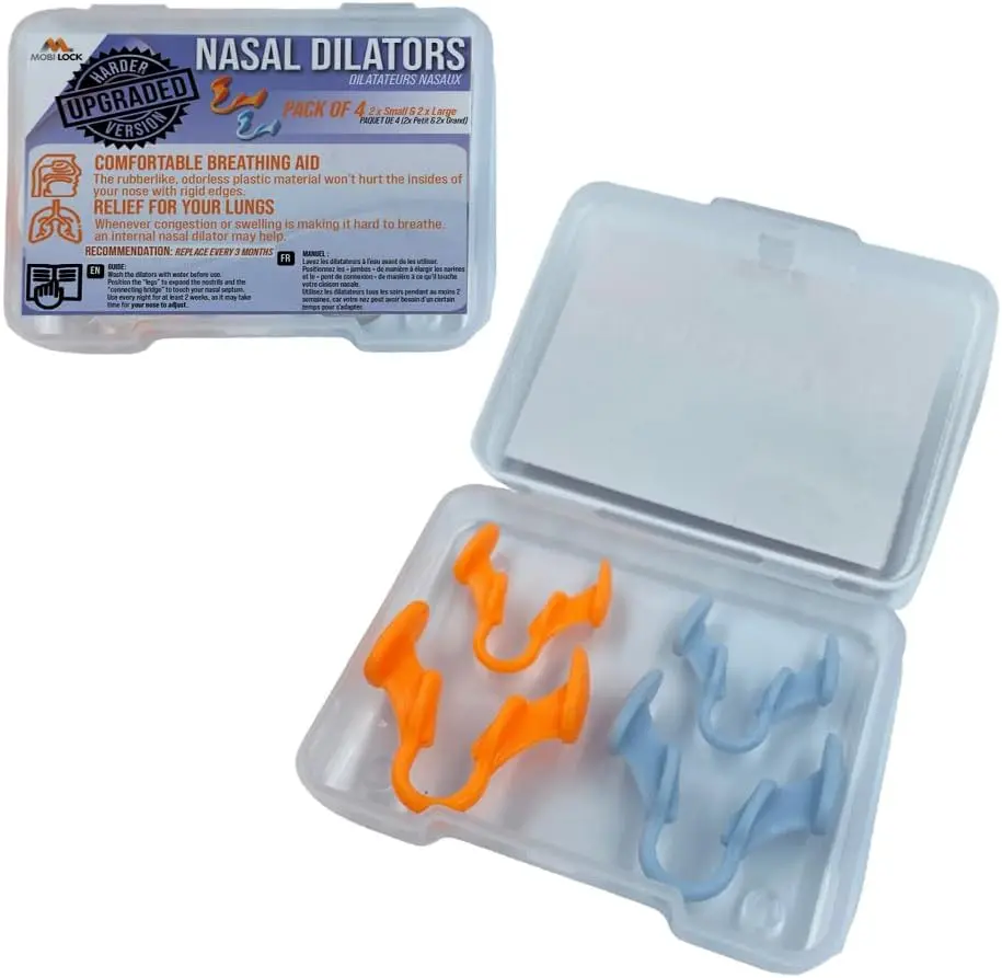 4Pcs Nasal Dilators for Snoring (2 Small, 2 Medium) - Sleep & Breath Aid | Soft flexible internal fit, opens the airways, semi-rigid