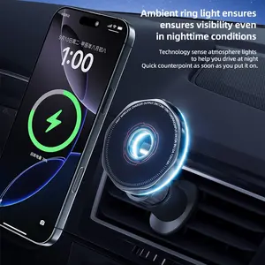 Octagonal Magnetic Wireless Car Charger Mount – Air Vent Phone Holder with Fast Charging, MagSafe Compatible for iPhone & Android, 360 °   Rotatable Hands-Free Dashboard Accessory, 1 Pack
