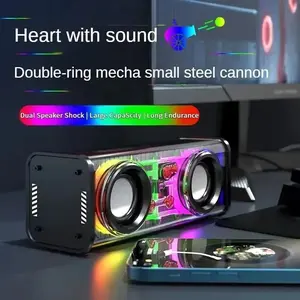 Transparent Mecha Bluetooth 5.0 Wireless Speaker, Double Bass Diaphragm Subwoofer with TWS RGB Light, Portable Audio Device for Smartphone, Mobile Charging Capability, Mini Party Loudspeaker with Natural Sound