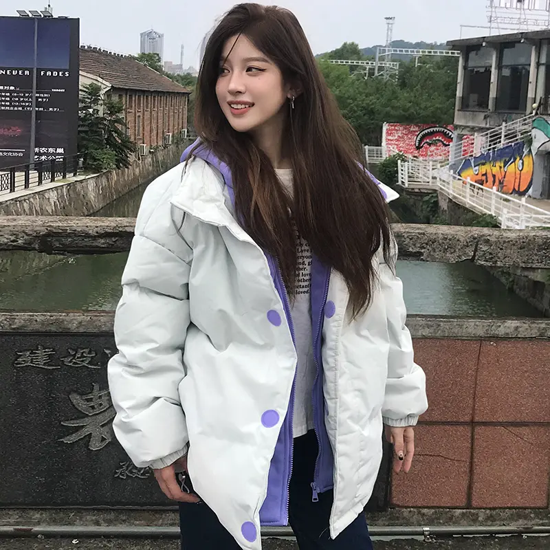 Grey Down Jacket Women Coat Black Hooded Fashion American Streetwear Y2K Style Duck Down Feather Female Winter Short Outwear