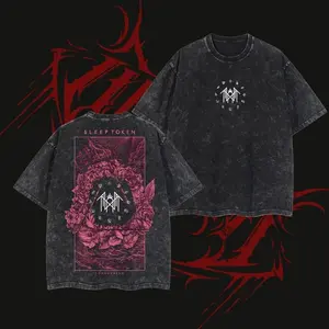[COLLECTION] Retro Limited Sleep Token Rose Heavy Metal Shirt,Gift For Rock Music Lovers, Gift For Fan ,Unisex Wash Heavy Cotton T-shirt Menswear Tops sleep token merch