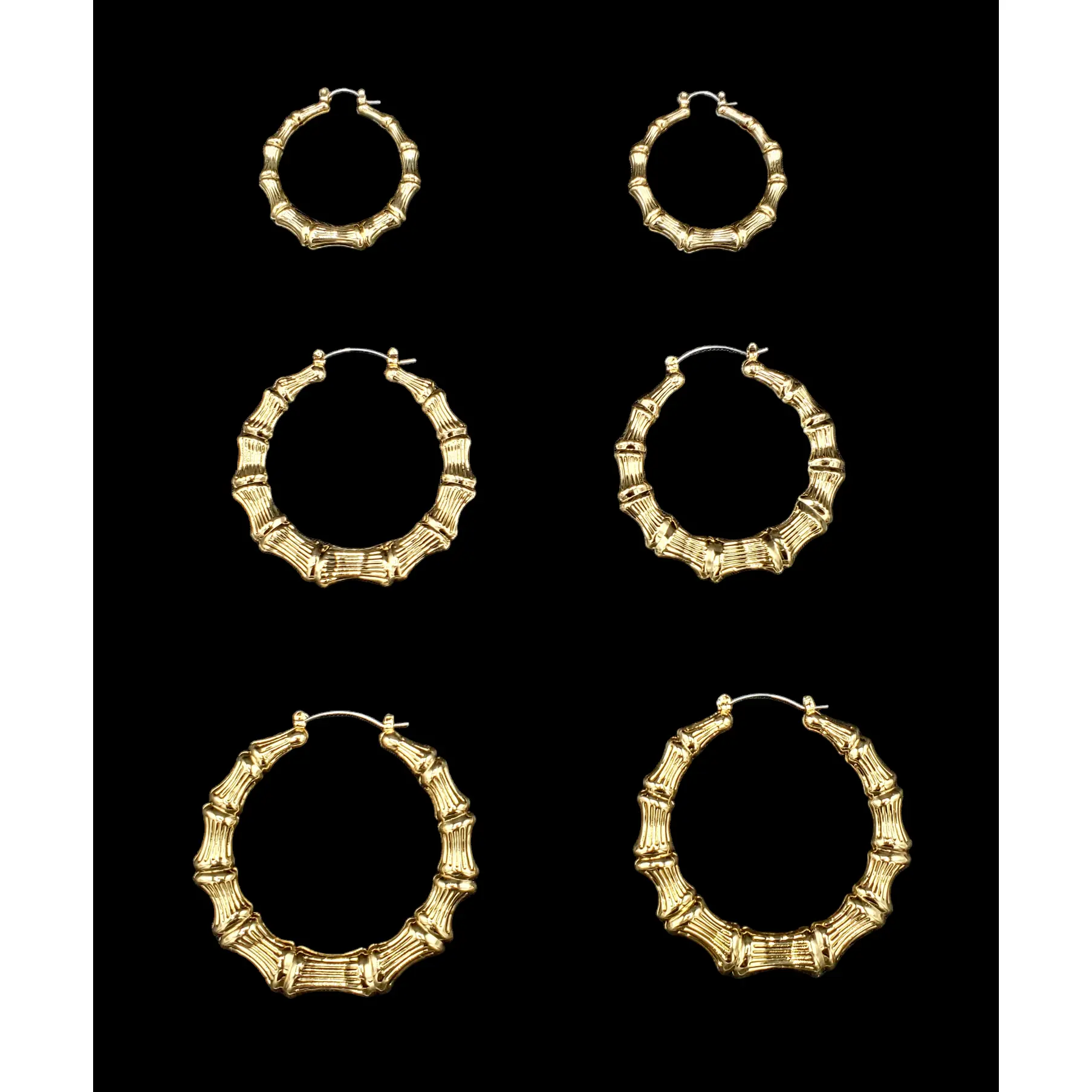 Bamboo Earrings, At Least 3 Pair Hoop Earrings (Set of 3) Ear Hoops