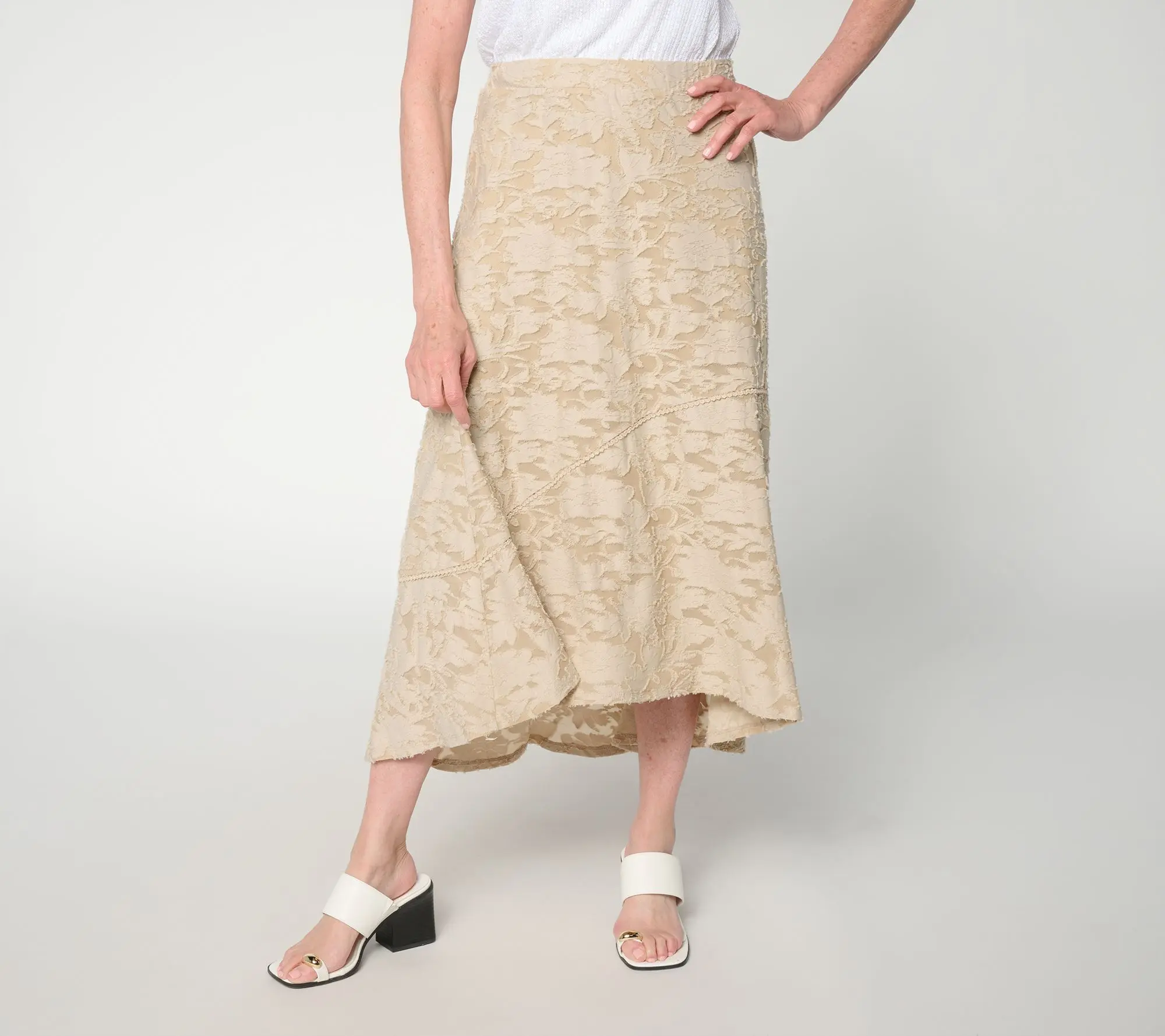 Susan Graver Petite Burnout Knit High Low Shirt