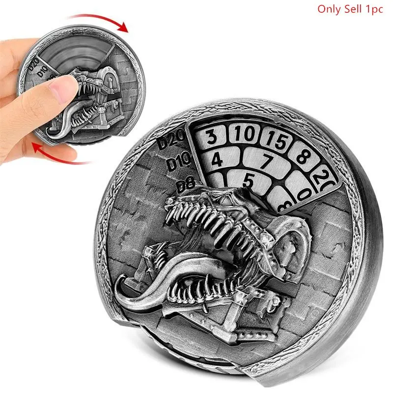 Vintage Tongue Treasure Box Dice Spinner, D4/D6/D8/D10/D12/D20 Numbered Fingertip Wheel, Rotatable Dice Wheel,Indoor Entertainment Table Board Role Playing Game Accessories