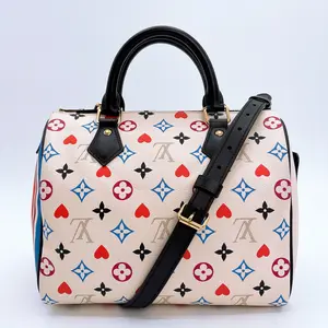 Pre-owned Louis Vuitton canvas Crossbody Bags Game On Speedy Bandouliere 25 White