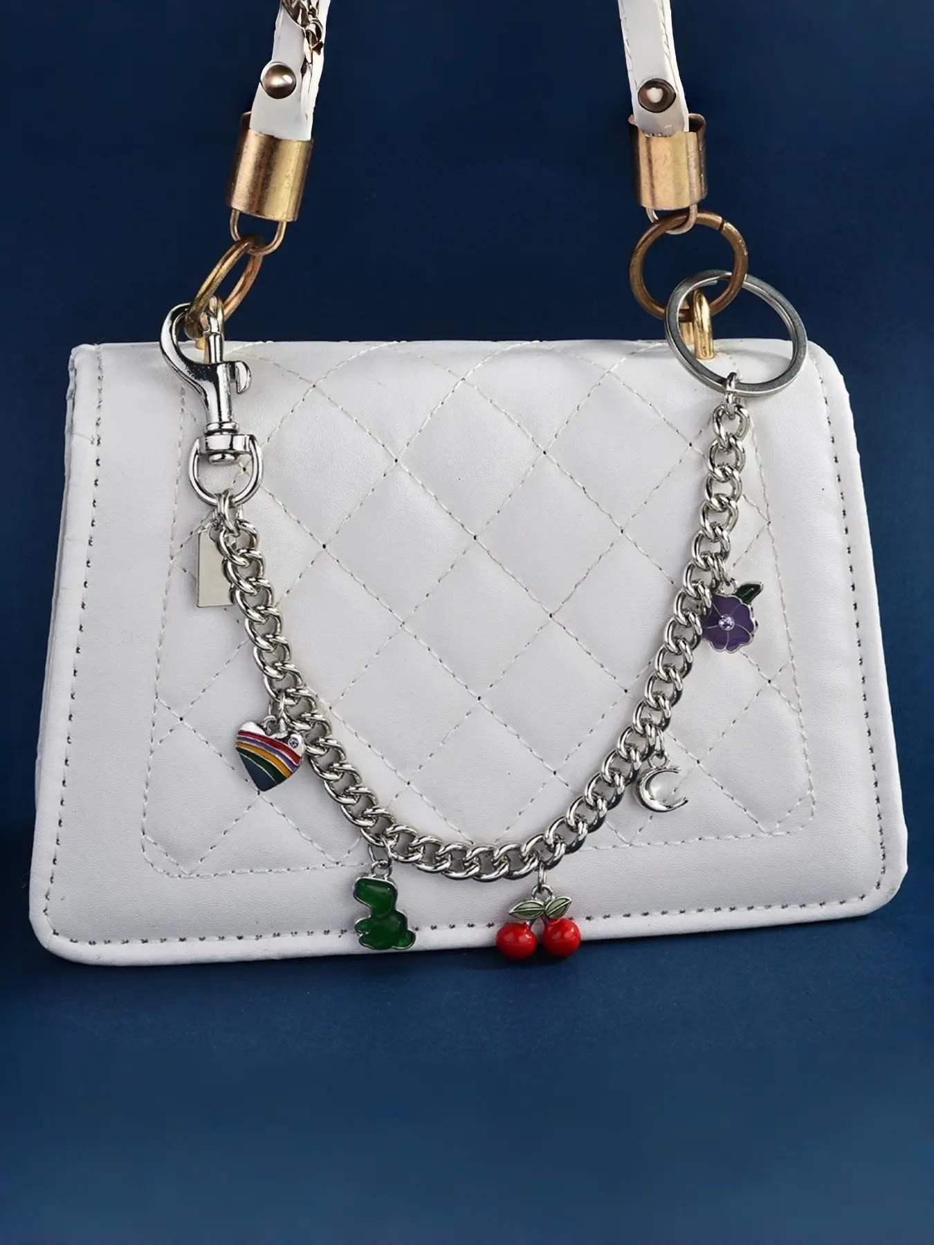 Y2K Sweet Cool Cherry Bear Bag Chain, Dinosaur Heart Bag Chain, Style Summer Fruit Accessory, Suitable for Girls, Students, Professionals, Bag Charms, Cute Purse Charms