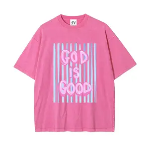Unisex God is Good Print Washed T-Shirt Plus Size Shirt Cotton