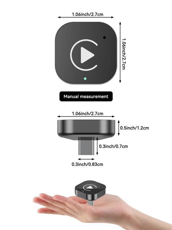 (Type-C) Two-In-One Carplay Adapter, Wireless Carplay Converter USB-C/android Auto USB-C, Convert Wired Connection to Wireless, Plug-And-Play, Wireless Carplay Dongle