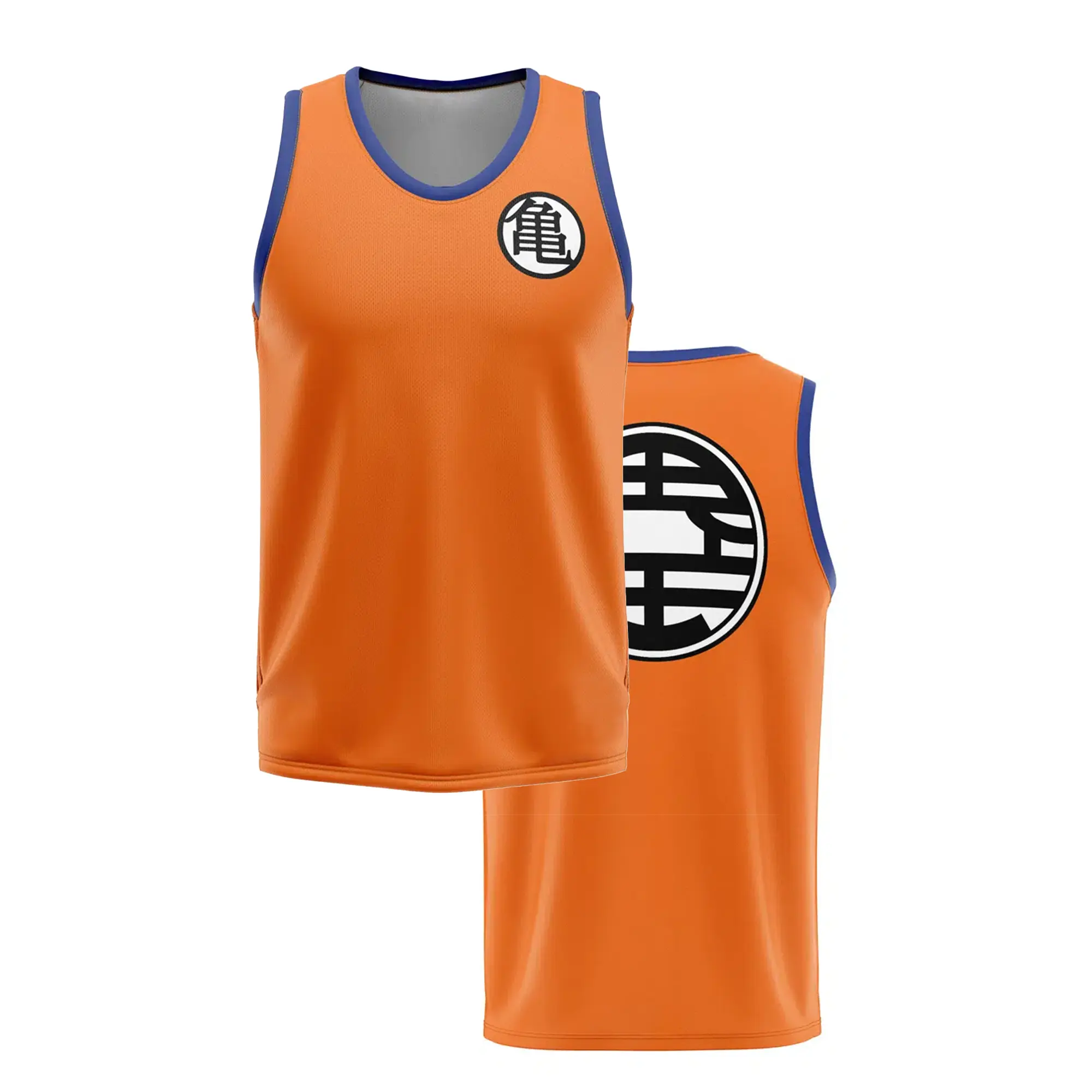 Unisex Orange Anime-Inspired Training Tank Top with Symbol Print