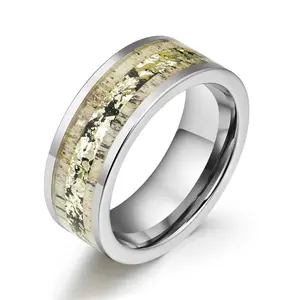 Rings By Pristine Tungsten Antler Meteorite Shaving Men's Wedding Band 8MM