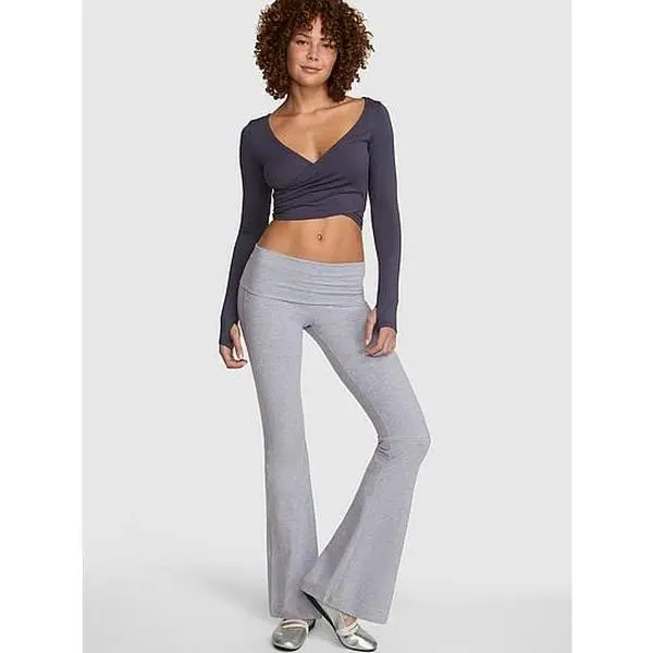 PINK All-Day Cotton™ Foldover Flare Leggings