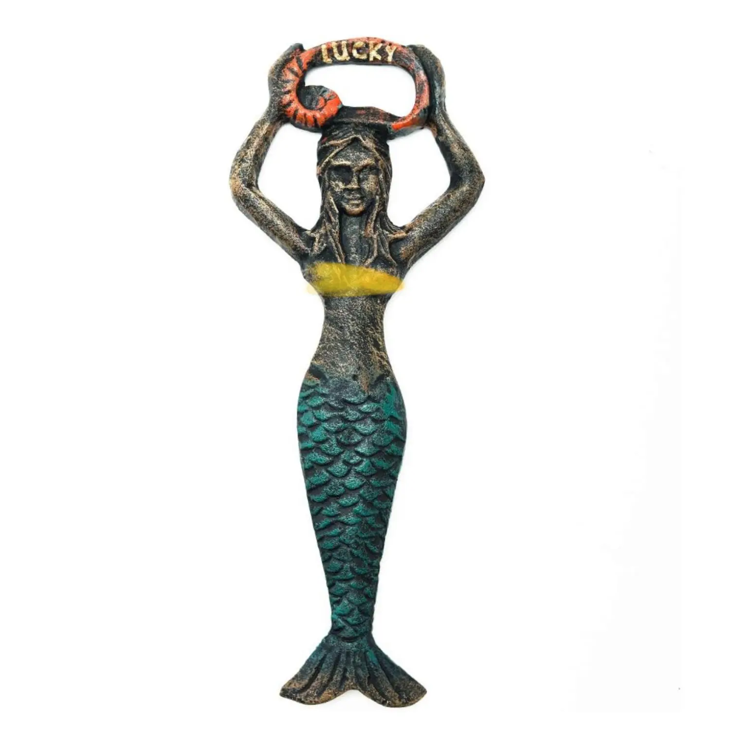 Sungmor Cast Iron Mermaid Bottle Opener, Vintage Portable Bottle Cap Opener, Durable Handy Kitchen Bartender Coke Beer Open Equipment, Unique Decorative Metal Opener, Christmas Thanksgiving Party Gift