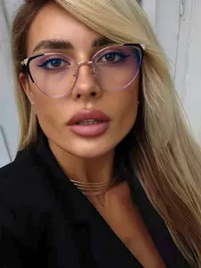 Women's Vintage Cat Eye Glasses Frame, Metal Lightweight Durable, Casual Daily Wear Work Fashion Eyewear, All Seasons